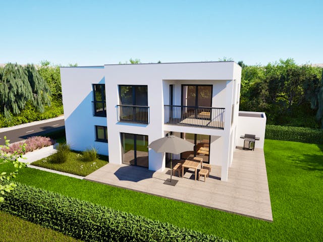 Massivhaus Entwurf CD108 von FAVORIT Massivhaus, Cubushaus Außenansicht 1