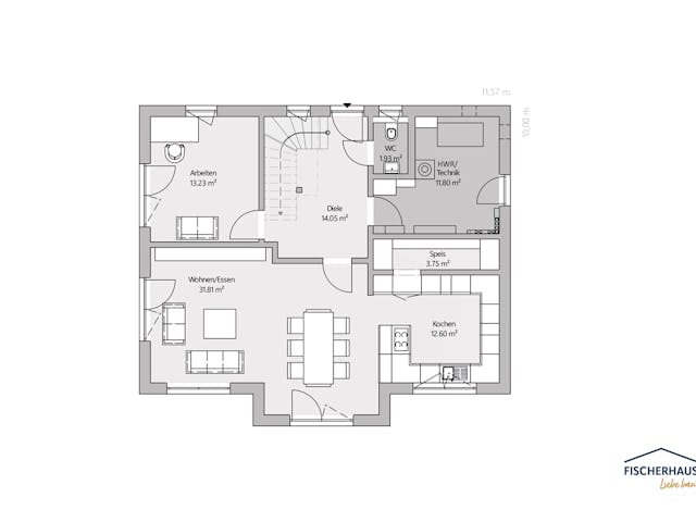 Fertighaus Modern S 179 (Family) von FischerHaus, Satteldach-Klassiker Grundriss 1
