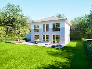 Massivhaus Entwurf CL148 von FAVORIT Massivhaus, Stadtvilla Außenansicht 9