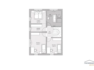 Fertighaus Modern 125 DHH von FischerHaus, Satteldach-Klassiker Grundriss 2