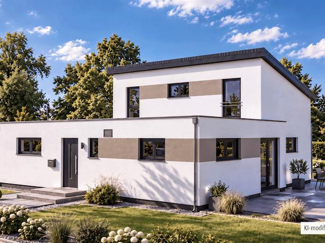 Fertighaus Junto 168 von Fingerhut Haus Schlüsselfertig ab 596025€, Pultdachhaus Außenansicht 1