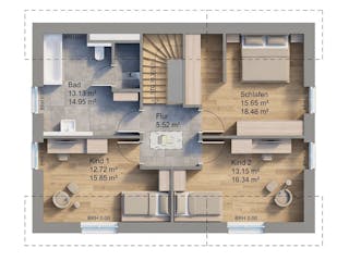 Massivhaus Satteldach 148 von AMR-Wohnbau Schlüsselfertig ab 321000€, Satteldach-Klassiker Grundriss 2