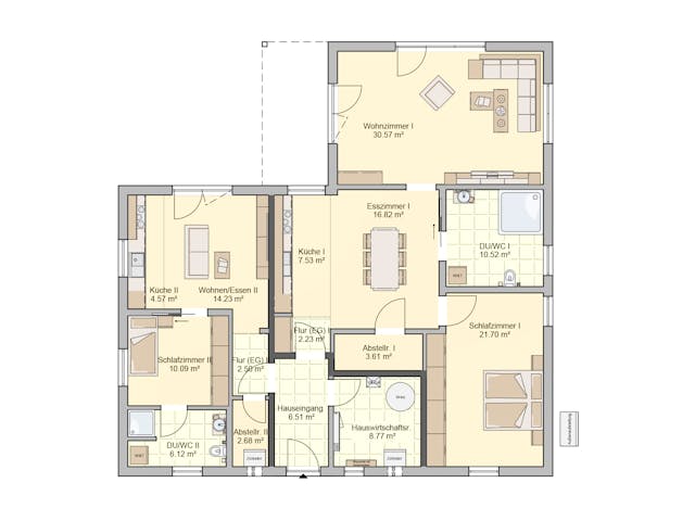 Fertighaus Junto 160 von Fingerhut Haus Schlüsselfertig ab 525559€, Bungalow Grundriss 1