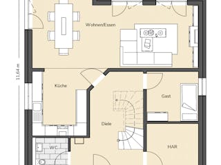 Massivhaus Stadtvilla 230 von BRALE Bau, Stadtvilla Grundriss 1