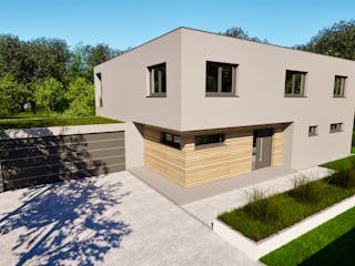 Massivhaus Entwurf CD245 von FAVORIT Massivhaus, Cubushaus Außenansicht 4