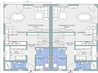 Fertighaus Bestseller Twin von BoHolz Haus Schlüsselfertig ab 380115€, Satteldach-Klassiker Grundriss 1
