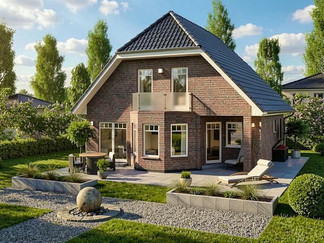 Massivhaus Poel von TIMOWA Massivhäuser Schlüsselfertig ab 364900€, Satteldach-Klassiker Außenansicht 1