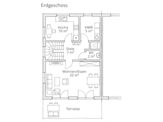 Massivhaus Doppelhaushälfte 120 von Ever Energy Home, Satteldach-Klassiker Grundriss 1
