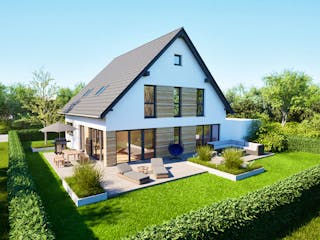 Massivhaus Entwurf NB174 von FAVORIT Massivhaus, Satteldach-Klassiker Außenansicht 4