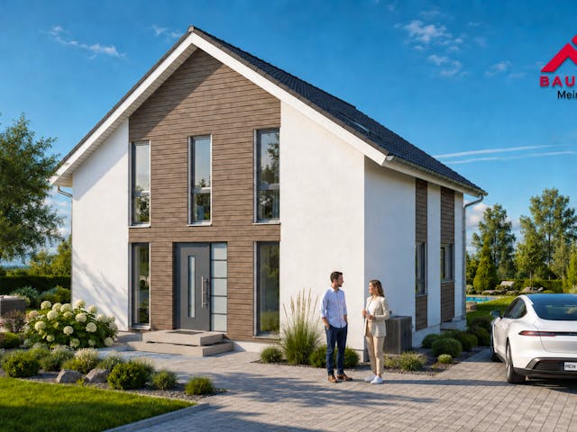 Massivhaus Trendhaus  Junge Familie 135 und  Keller mit LIAPLAN gebaut von Mein Haus Bausysteme, Außenansicht 1
