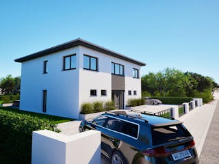 Massivhaus Entwurf CL178 von FAVORIT Massivhaus, Stadtvilla Außenansicht 10