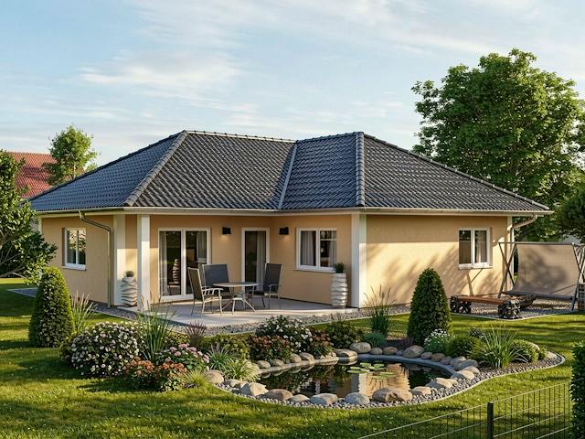 Fertighaus Göhren von TIMOWA Massivhäuser Schlüsselfertig ab 263900€, Bungalow Außenansicht 1