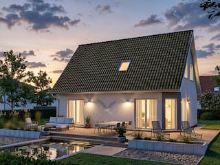 Massivhaus Dierhagen 138 von TIMOWA Massivhäuser Schlüsselfertig ab 302900€, Satteldach-Klassiker Außenansicht 2