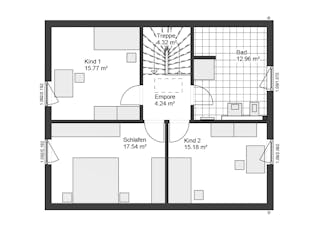 Fertighaus White&Black 140 von WHITE&BLACK Fertighäuser Schlüsselfertig ab 332954€, Satteldach-Klassiker Grundriss 3