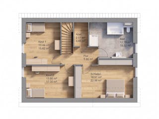 Massivhaus Satteldach 163 von AMR-Wohnbau Schlüsselfertig ab 330000€, Satteldach-Klassiker Grundriss 2