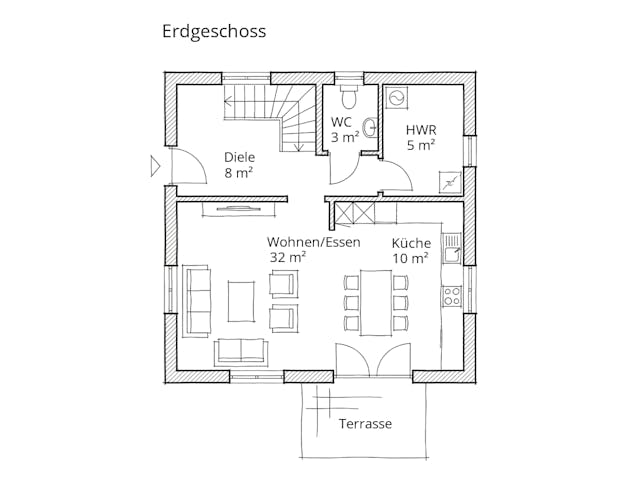 Massivhaus Stadtvilla 110 von Ever Energy Home, Stadtvilla Grundriss 1