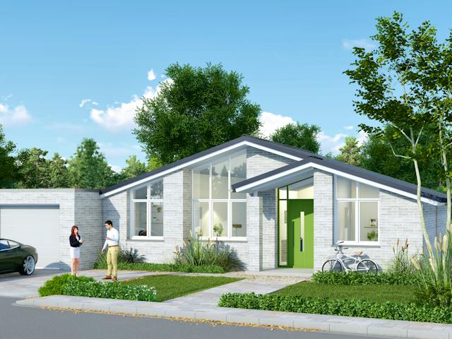 Massivhaus Wohlfühlhaus - Wohnkomfort au von planen + bauen Schlüsselfertig ab 369000€, Satteldach-Klassiker Außenansicht 1