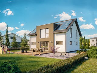 Fertighaus Einfamilienhaus 35-181-150 von BoHolz Haus Schlüsselfertig ab 504018€, Satteldach-Klassiker Außenansicht 1