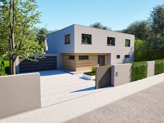 Massivhaus Entwurf CD245 von FAVORIT Massivhaus, Cubushaus Außenansicht 5