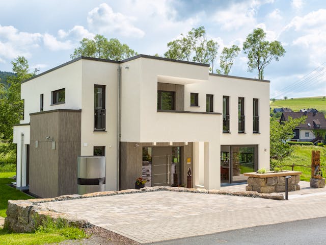 Fertighaus Satchmo von Büdenbender Hausbau, Cubushaus Außenansicht 1