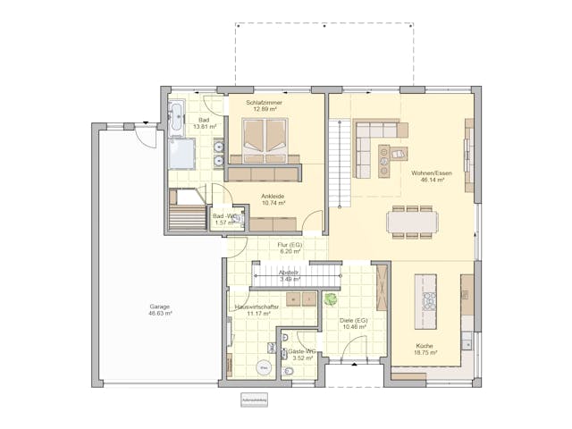 Fertighaus Klino von Fingerhut Haus Schlüsselfertig ab 866070€, Satteldach-Klassiker Grundriss 1