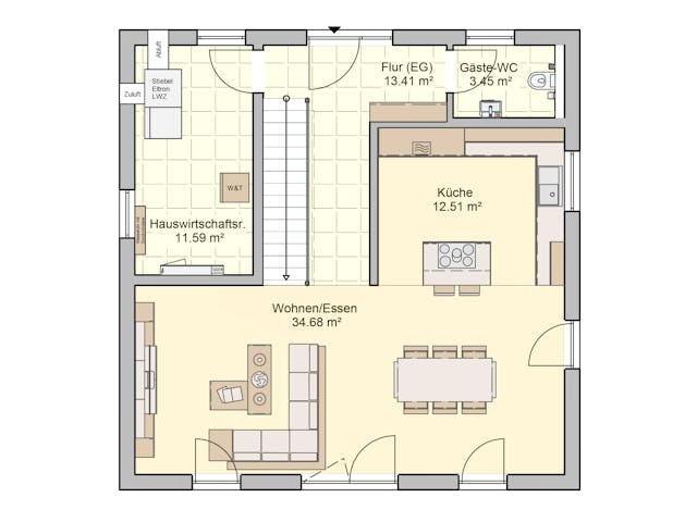 Fertighaus Mediol von Fingerhut Haus Schlüsselfertig ab 429063€, Stadtvilla Grundriss 1
