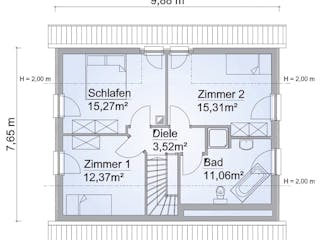 Fertighaus SH 124 Var. A von ScanHaus Marlow, Satteldach-Klassiker Grundriss 2