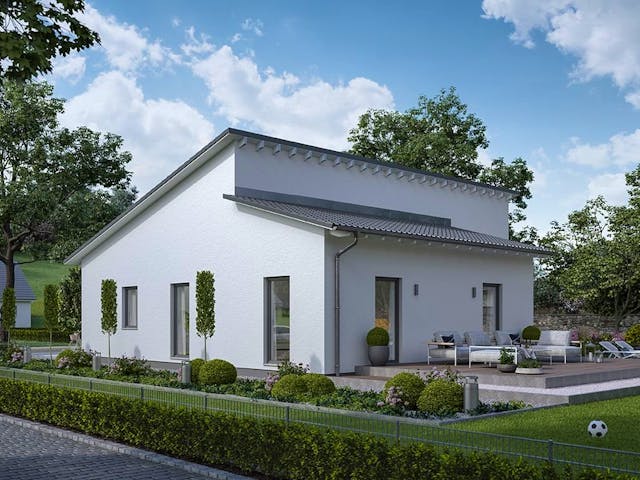 Fertighaus ComfortStyle 13.03 P von massa haus Ausbauhaus ab 164999€, Bungalow Außenansicht 1 Fertighaus ComfortStyle 13.03 P von massa haus Ausbauhaus ab 164999€, Bungalow Außenansicht 1