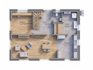 Massivhaus Satteldach 163 von AMR-Wohnbau Schlüsselfertig ab 330000€, Satteldach-Klassiker Grundriss 1
