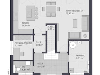Massivhaus Entwurf CL148 von FAVORIT Massivhaus, Stadtvilla Grundriss 1