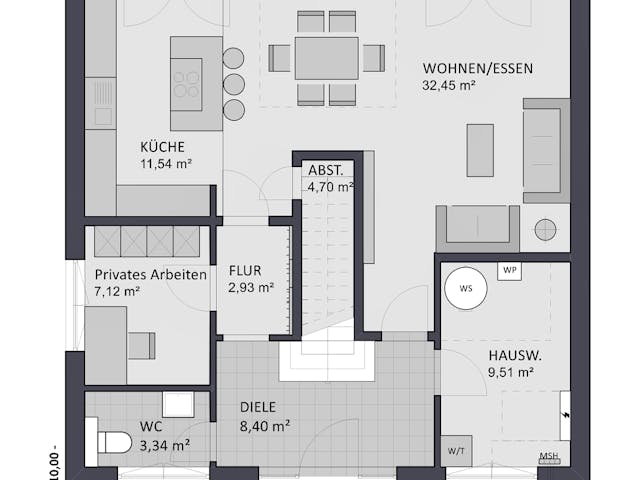 Massivhaus Entwurf CL148 von FAVORIT Massivhaus, Stadtvilla Grundriss 1