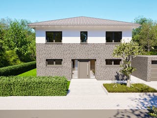 Massivhaus Entwurf CL148 von FAVORIT Massivhaus, Stadtvilla Außenansicht 6