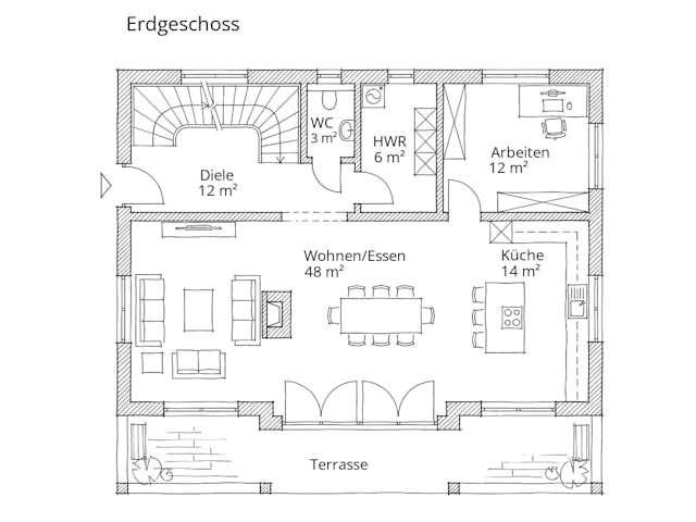 Massivhaus Stadtvilla 160/175 von Ever Energy Home, Stadtvilla Grundriss 1