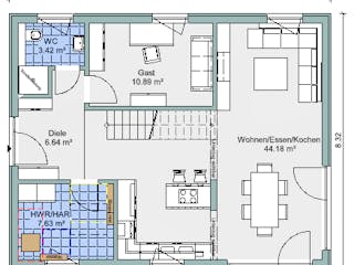 Fertighaus Bestseller Family 140 von BoHolz Haus Schlüsselfertig ab 361372€, Satteldach-Klassiker Grundriss 1