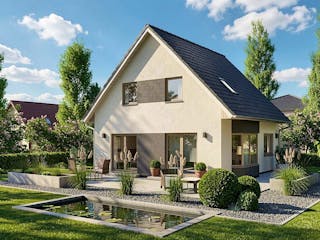 Massivhaus Nienhagen von TIMOWA Massivhäuser Schlüsselfertig ab 281900€, Satteldach-Klassiker Außenansicht 1
