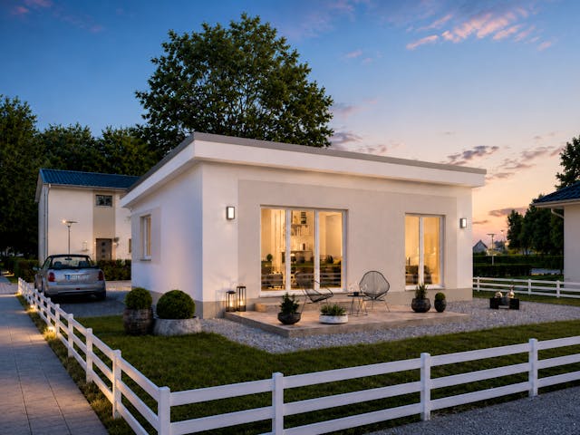Massivhaus Minimassiv-Haus Hiddensee von ROTH MASSIVHAUS Schlüsselfertig ab 210000€, Bungalow Außenansicht 1