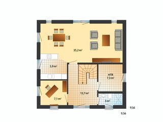 Fertighaus Adelby von Danhaus Deutschland Schlüsselfertig ab 429974€, Satteldach-Klassiker Grundriss 1