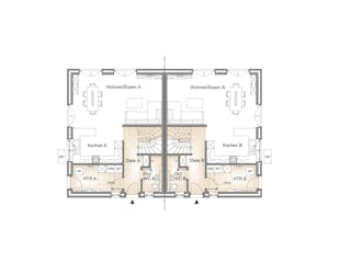 Massivhaus DOPPELHAUS 115 von Kähler Massivhaus Schlüsselfertig ab 294955€, Satteldach-Klassiker Grundriss 1