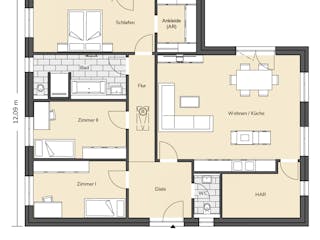 Massivhaus Bungalow 360 von BRALE Bau, Bungalow Grundriss 1