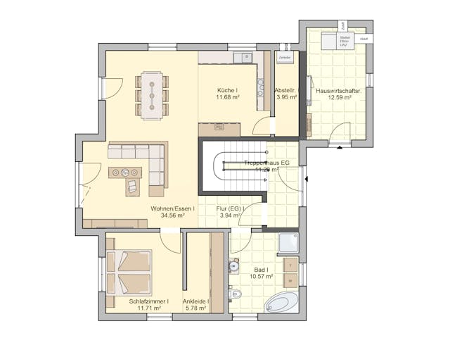 Fertighaus Junto 193 von Fingerhut Haus Schlüsselfertig ab 613035€, Satteldach-Klassiker Grundriss 1
