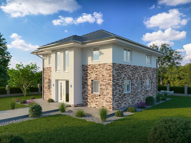 Massivhaus STADTVILLA 150 von Kähler Massivhaus Schlüsselfertig ab 400250€, Stadtvilla Außenansicht 1