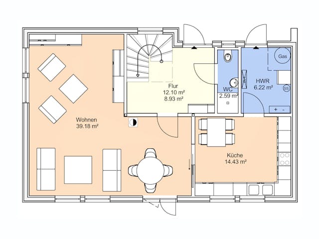 Fertighaus Axel von AKOST Holzhäuser, Satteldach-Klassiker Grundriss 1