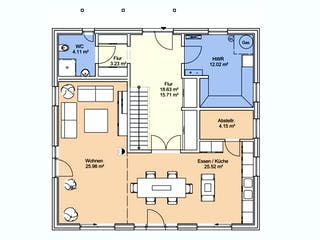 Fertighaus Geirangerfjord von AKOST Holzhäuser, Satteldach-Klassiker Grundriss 1