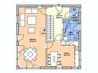 Fertighaus Ranafjord von AKOST Holzhäuser, Satteldach-Klassiker Grundriss 1