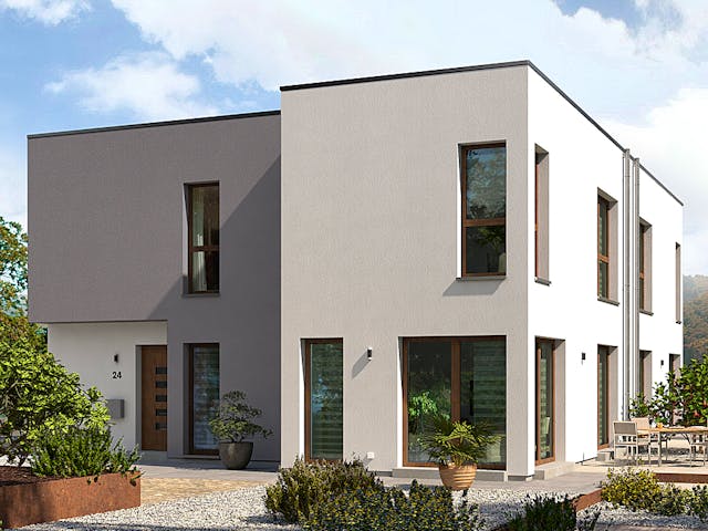 Fertighaus Double 8 von allkauf haus, Cubushaus Außenansicht 1