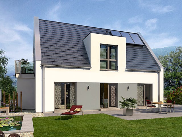Fertighaus Home 13 von allkauf haus, Satteldach-Klassiker Außenansicht 1