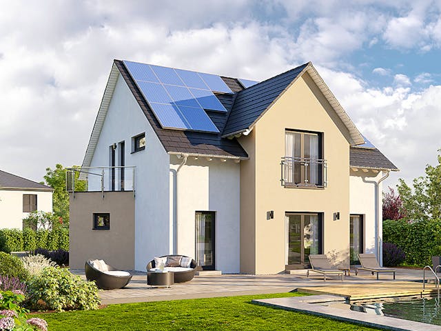 Fertighaus Home 15 von allkauf haus, Satteldach-Klassiker Außenansicht 1 Fertighaus Home 15 von allkauf haus, Satteldach-Klassiker Außenansicht 1