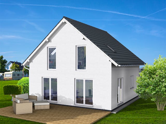 Massivhaus Classic 112 von AMB Massivhaus, Satteldach-Klassiker Außenansicht 1