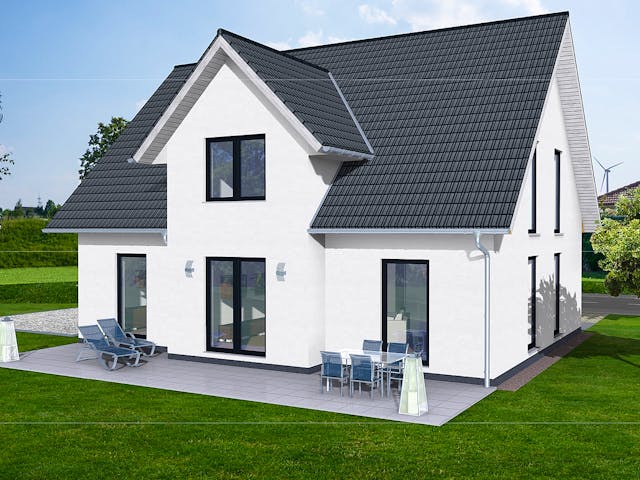 Massivhaus Classic 165 von AMB Massivhaus, Satteldach-Klassiker Außenansicht 1