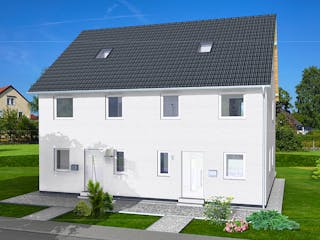 Massivhaus Duplex 125 von AMB Massivhaus, Satteldach-Klassiker Außenansicht 2